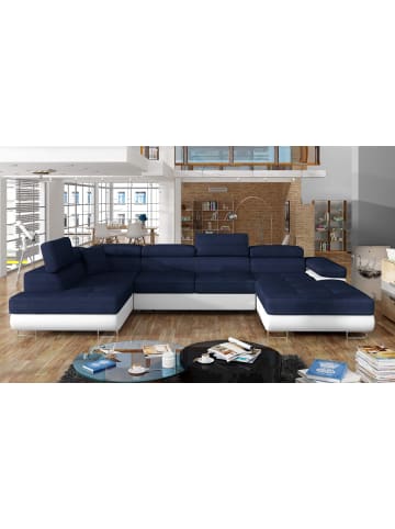 MF Design Rodri Recamiere Links in Navyblau -  (L) 202 x (B) 345 x (H) 90 cm