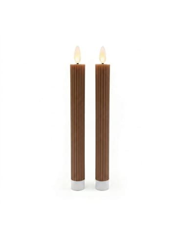 relaxdays 2 x LED Stabkerzen in Coffee
