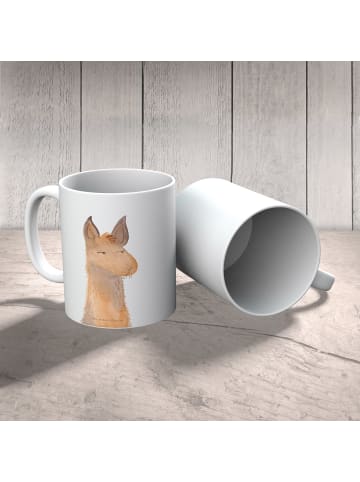 Mr. & Mrs. Panda Plastikbecher Lamakopf Genervt ohne Spruch in Weiß