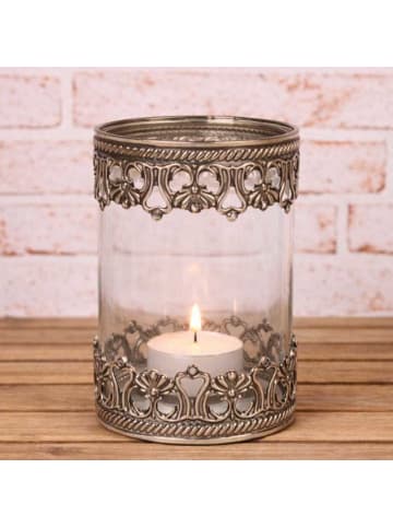 AltoBelli Teelichthalter AMALFI Glas mit Metall Verzierungen 10x15 cm