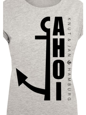 F4NT4STIC Damen T-Shirt PLUS SIZE Ahoi Anker Crop Knut & Jan Hamburg in grau meliert