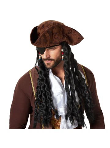 tectake Dreispitz/Seeräuberhut Piratenhut, in braun/schwarz, Für Fasching
