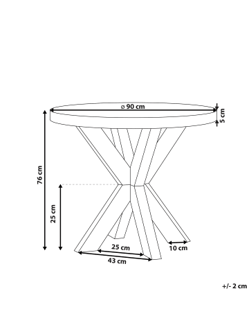 Beliani Esstisch OLBIA in Grau/Braun - (W) 90 x (H) 76 x (L) 90 cm