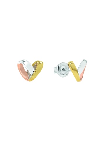 Amor Ohrstecker Silber 925, rhodiniert+gelbvergoldet+rosévergoldet in Gold