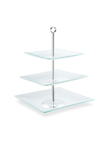 relaxdays Etagere eckig in Transparent/Silber