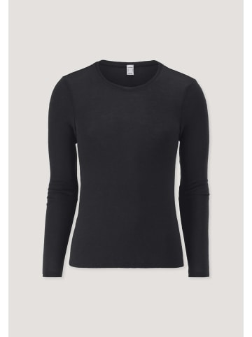 Hessnatur Hessnatur Longsleeve PURE FUNCTION aus Bio-Merinowolle und Seide in schwarz