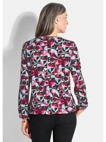 GOLDNER Kurzgröße:  Blusenshirt Druckshirt aus Viskose mit Rundhals in pink / gemustert