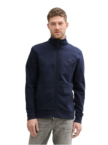 Tom Tailor Sweatjacke mit Reißverschluss und Kragenfutter in Blau-2