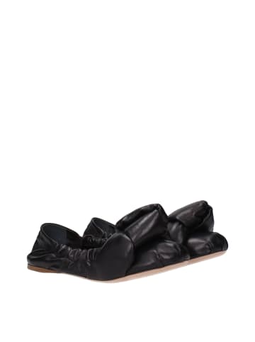 Schwarz Leder Ballerina Flache Schuhe