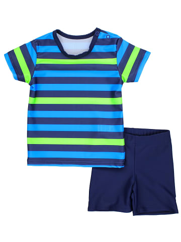 Aquarti Baby Jungen Bade-Set Zweiteiliger Badeanzug T-Shirt Hose in dunkelblau