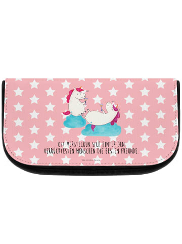 Mr. & Mrs. Panda Beautycase Einhorn Sekt mit Spruch in Rot Pastell