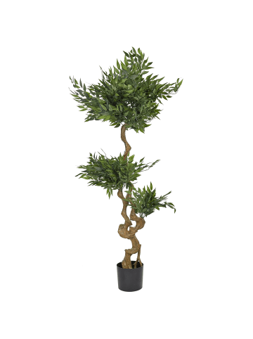 Beliani Kunstpflanze RUSCUS TREE in Grün/Schwarz - (W) 80 x (H) 166 x (L) 80 cm
