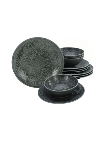 CreaTable Orient  Mandala Teller Set in Stein in Stein