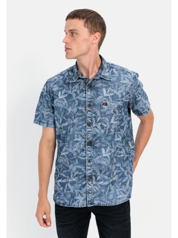 Camel Active Kurzarm Hemd mit Allover-Print in Jeansblau