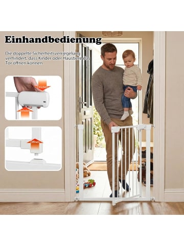 COSTWAY Treppenschutzgitter ohne Bohren 76 cm in Weiß