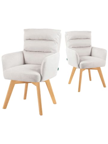 DUBI Möbel 2er-Set: Drehstuhl Mika-Joni in Creme - (B)59 x (H)94 x  (T)66 cm