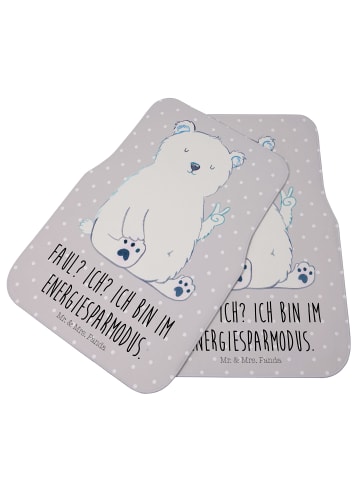 Mr. & Mrs. Panda Fußmatte Fürs Auto Eisbär Faul mit Spruch in Grau Pastell