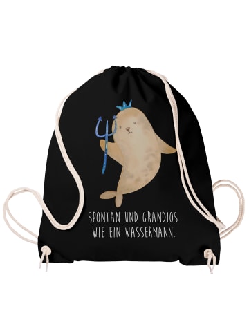 Mr. & Mrs. Panda Stoffbeutel Sternzeichen Wassermann mit Spruch in Schwarz