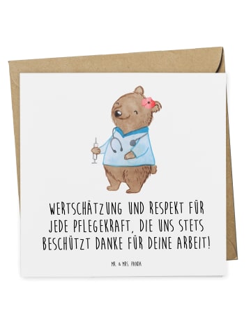 Mr. & Mrs. Panda Einladungskarte Pflegekraft Wertschätzung mit S... in Weiß
