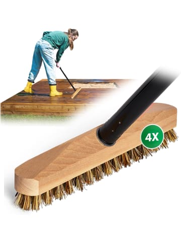 Novaliv Novaliv 4X Schrubber aus Holz mit Union Borsten und Steckstiel viertei in Braun
