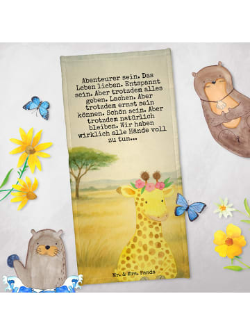 Mr. & Mrs. Panda Strandtuch Giraffe Blumenkranz Design mit Spruch in Weiß