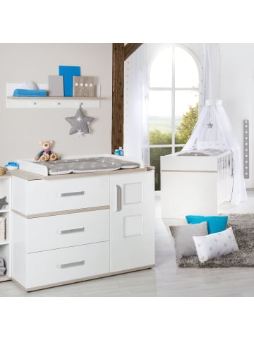 roba Möbelset Moritz 2-tlg. Weiß/Luna Elm mit Kinderbett & Kommode