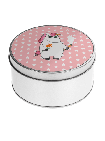 Mr. & Mrs. Panda Blechdose rund Einhorn Woodstock ohne Spruch in Rot Pastell