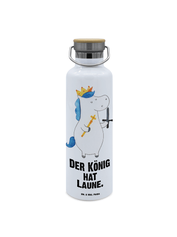 Mr. & Mrs. Panda Wasserflasche Einhorn König mit Schwert mit Spruch in Weiß