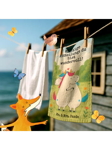 Mr. & Mrs. Panda Handtuch Einhorn Mitteilung Design mit Spruch in Weiß