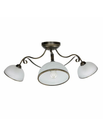 Licht-Erlebnisse Deckenlampe (B)70 x (L)70 x (H)30 cm in Messing Patina Weiß