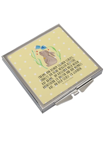 Mr. & Mrs. Panda Handspiegel Hase Blume mit Spruch in Gelb Pastell