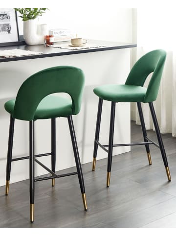 Beliani 2-tlg Barhocker FALTON in Grün/Schwarz/Gold