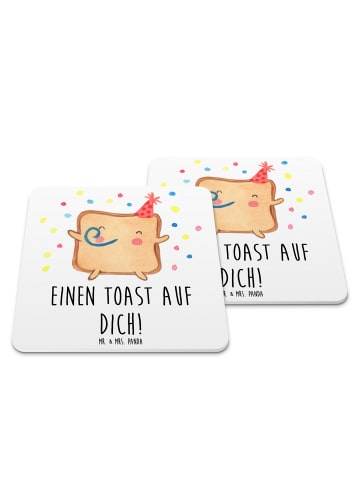Mr. & Mrs. Panda Gläseruntersetzer Toast Party mit Spruch in Weiß