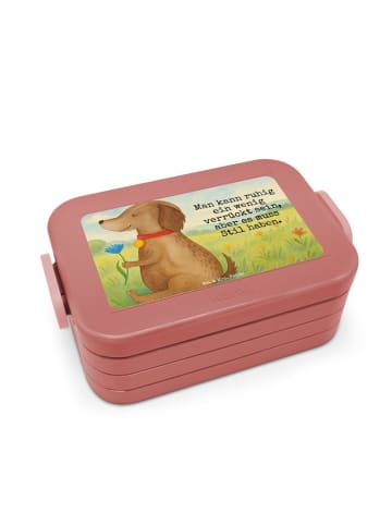 Mr. & Mrs. Panda Bento Box Hund Blume Design mit Spruch in Rot Pastell
