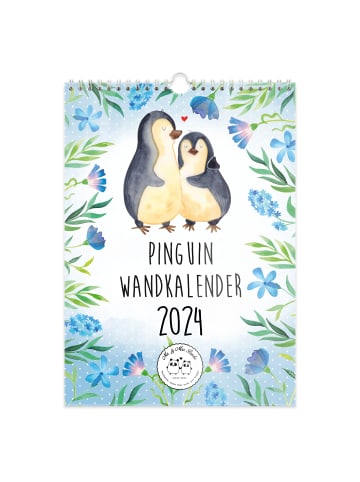 Mr. & Mrs. Panda A4 Wandkalender 2024 Pinguin Collection mit Spruch in Weiß
