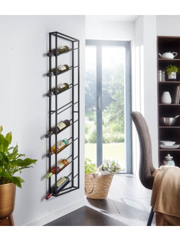 KADIMA DESIGN Weinregal Wand Metall 36x150x8 cm Groß für 8 Flaschen in Schwarz