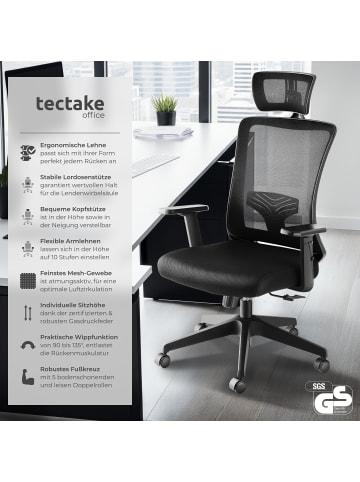 tectake Bürostuhl Phoibe stufenlos höhenverstellbar, schwarz