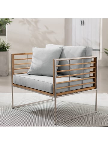 home24 Gartensessel TEAKLINE in Hellgrau