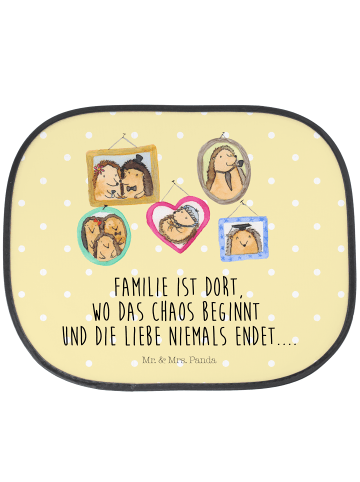 Mr. & Mrs. Panda sonnenschutz fenster Igel Familie mit Spruch in Gelb Pastell