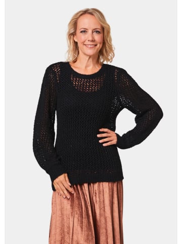 GOLDNER Kurzgröße:  Femininer Pullover in Netzoptik mit Pailletten in schwarz