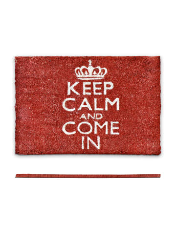 relaxdays Fußmatte Keep calm in Rot - (B)60 x (T)40 cm