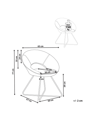Beliani Esszimmerstuhl RACHEL in Schwarz - (W) 65 x (H) 77 x (L) 57 cm