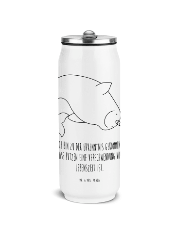 Mr. & Mrs. Panda Edelstahl Trinkflasche Narwal mit Spruch in Weiß