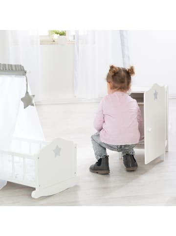 roba Puppenkleiderschrank 'Stella' - zum Verstauen von Puppenkleidung  - Weiß