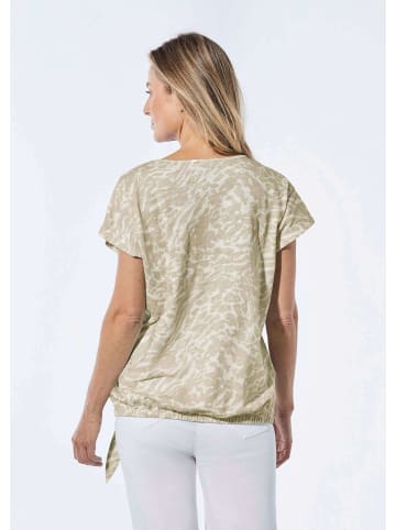 GOLDNER Kurzgröße:  Shirt Shirt mit U-Boot-Ausschnitt in beige / gemustert