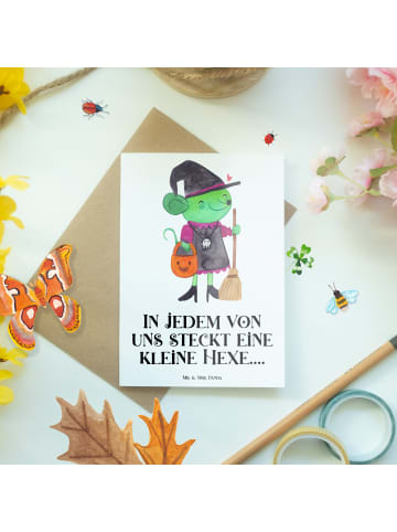 Mr. & Mrs. Panda valentinstagskarte Halloween Hexe mit Spruch in Weiß