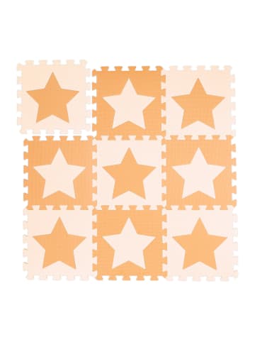 relaxdays 9x Puzzlematte Sterne in Orange/ Beige