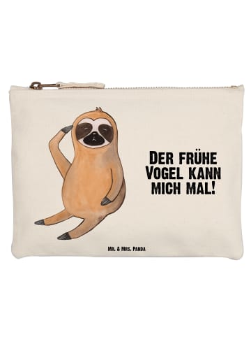 Mr. & Mrs. Panda Schminktasche Faultier Vogel mit Spruch in Weiß