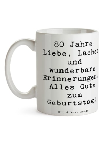Mr. & Mrs. Panda Haferl Spruch 80. Geburtstag mit Spruch in Weiß