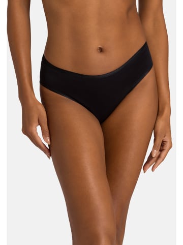Hanro Midi Slip Cotton Seamless in Schwarz / beige